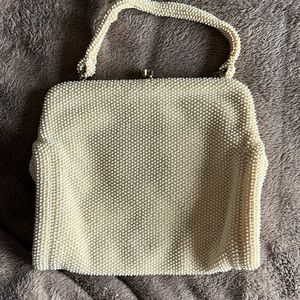 Vintage Cream Beaded Purse
